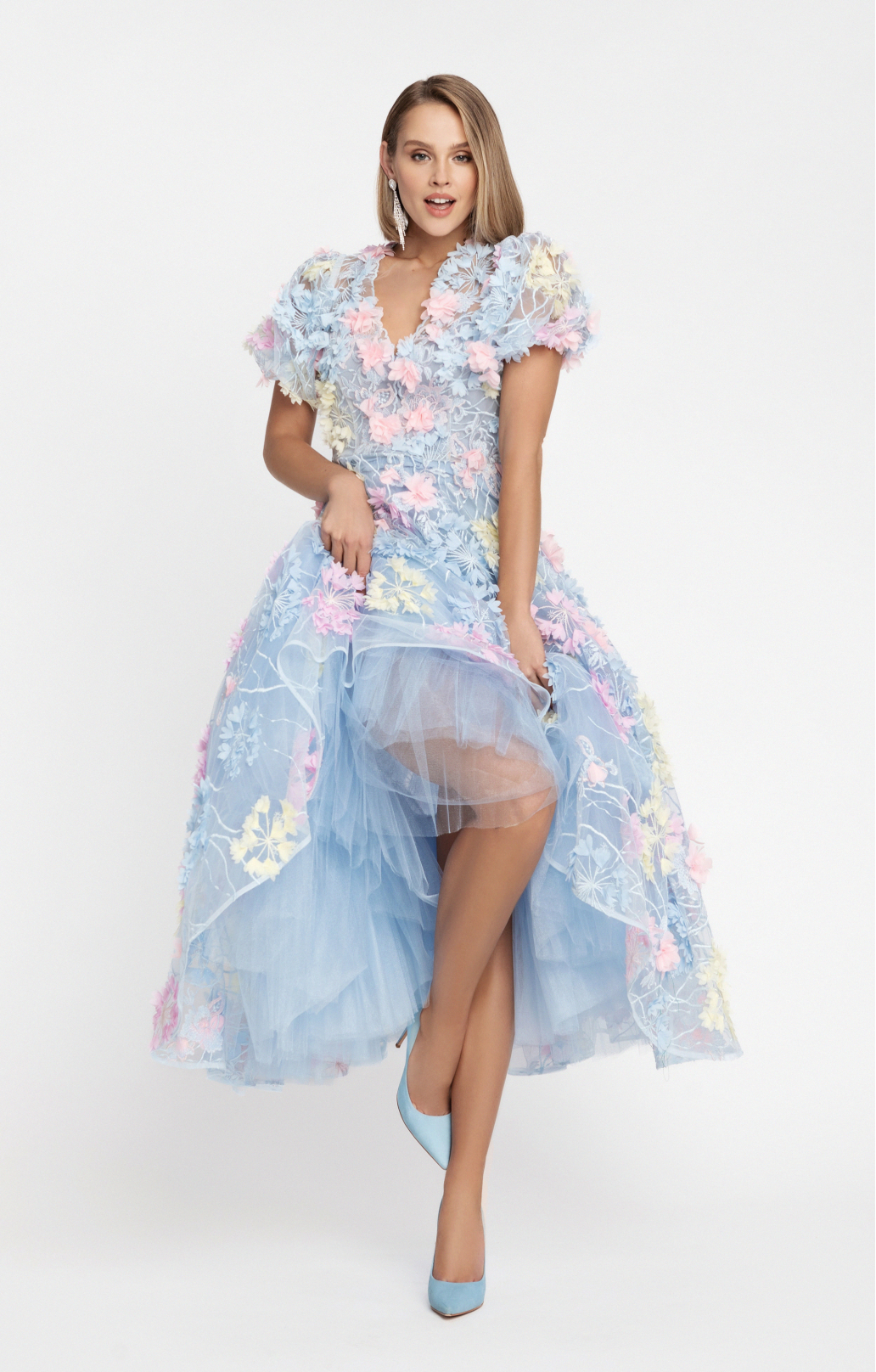 Cocktailkleid "Hortensia" Midi mit abnehmbaren Ärmeln Cocktailkleid "Hortensia" Midi mit abnehmbaren Ärmeln