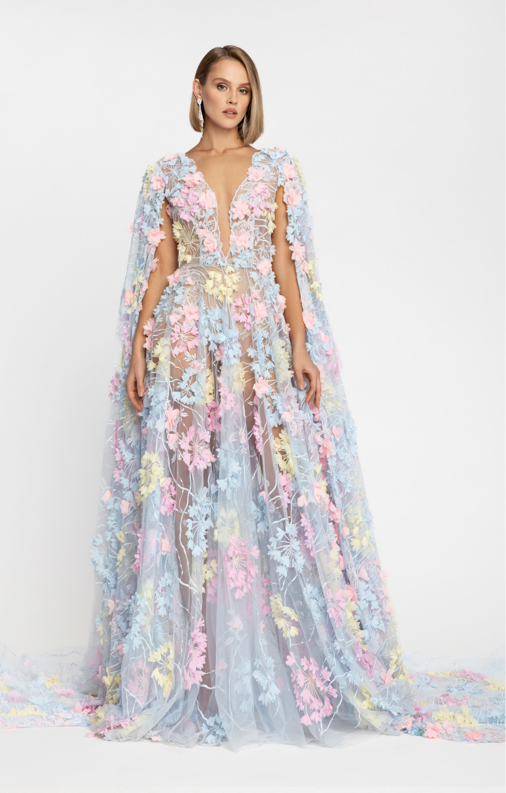 Abendkleid  "Hortensia" mit abnehmbaren Ärmeln Maxi