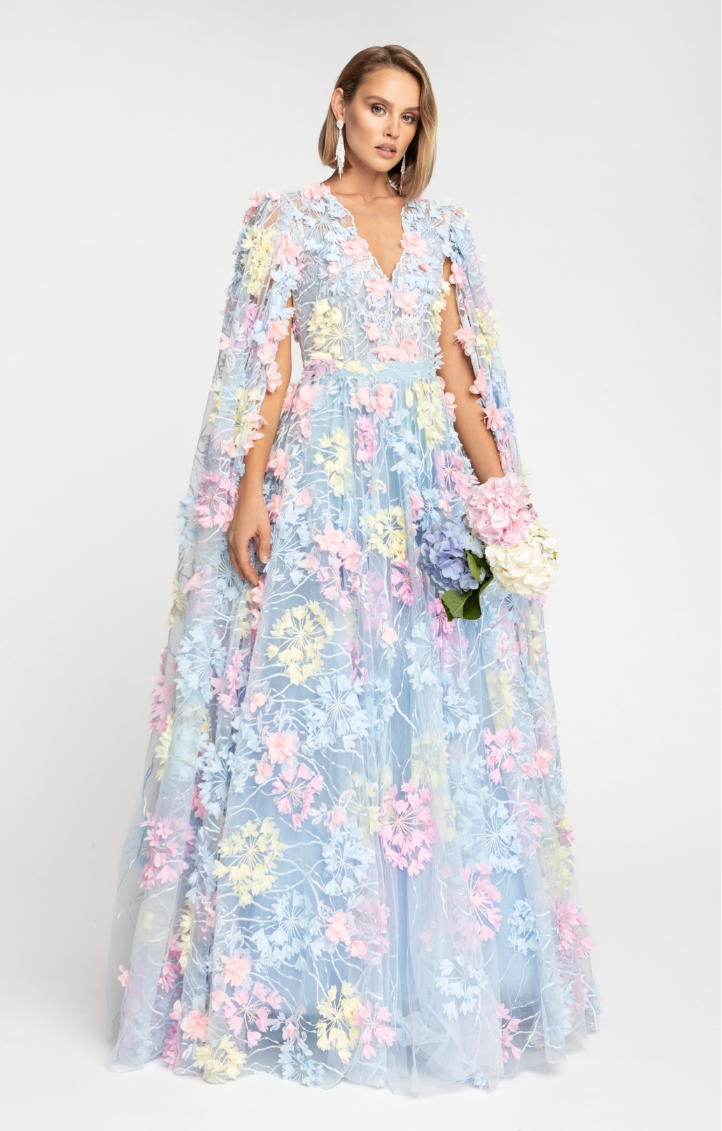 Abendkleid  "Hortensia" mit abnehmbaren Ärmeln Maxi