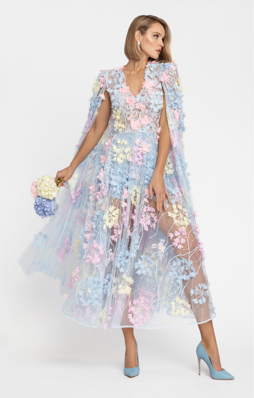 Cocktailkleid "Hortensia" Midi mit abnehmbaren Ärmeln Cocktailkleid "Hortensia" Midi mit abnehmbaren Ärmeln