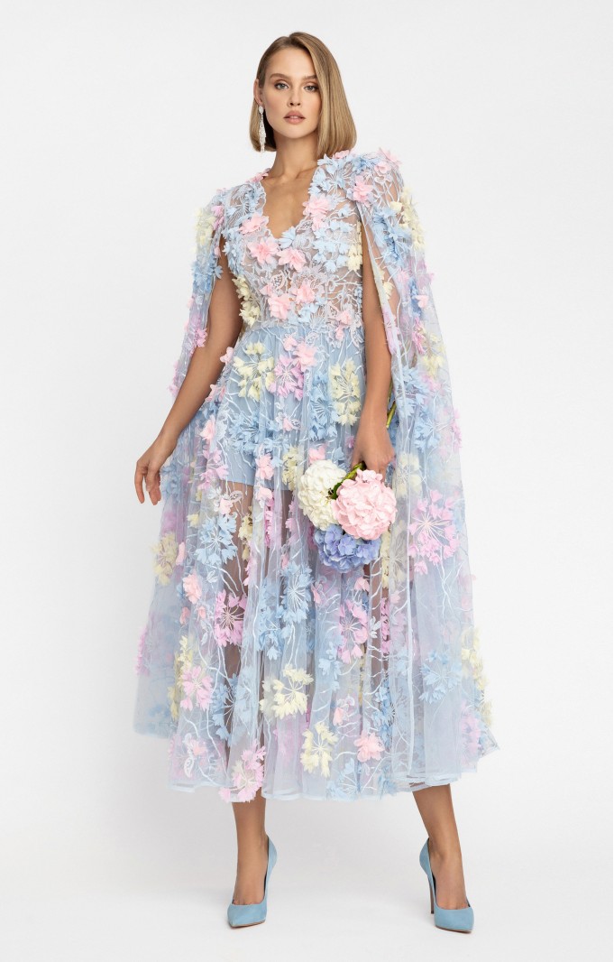 Dress "Hortensia" with detachable sleeves