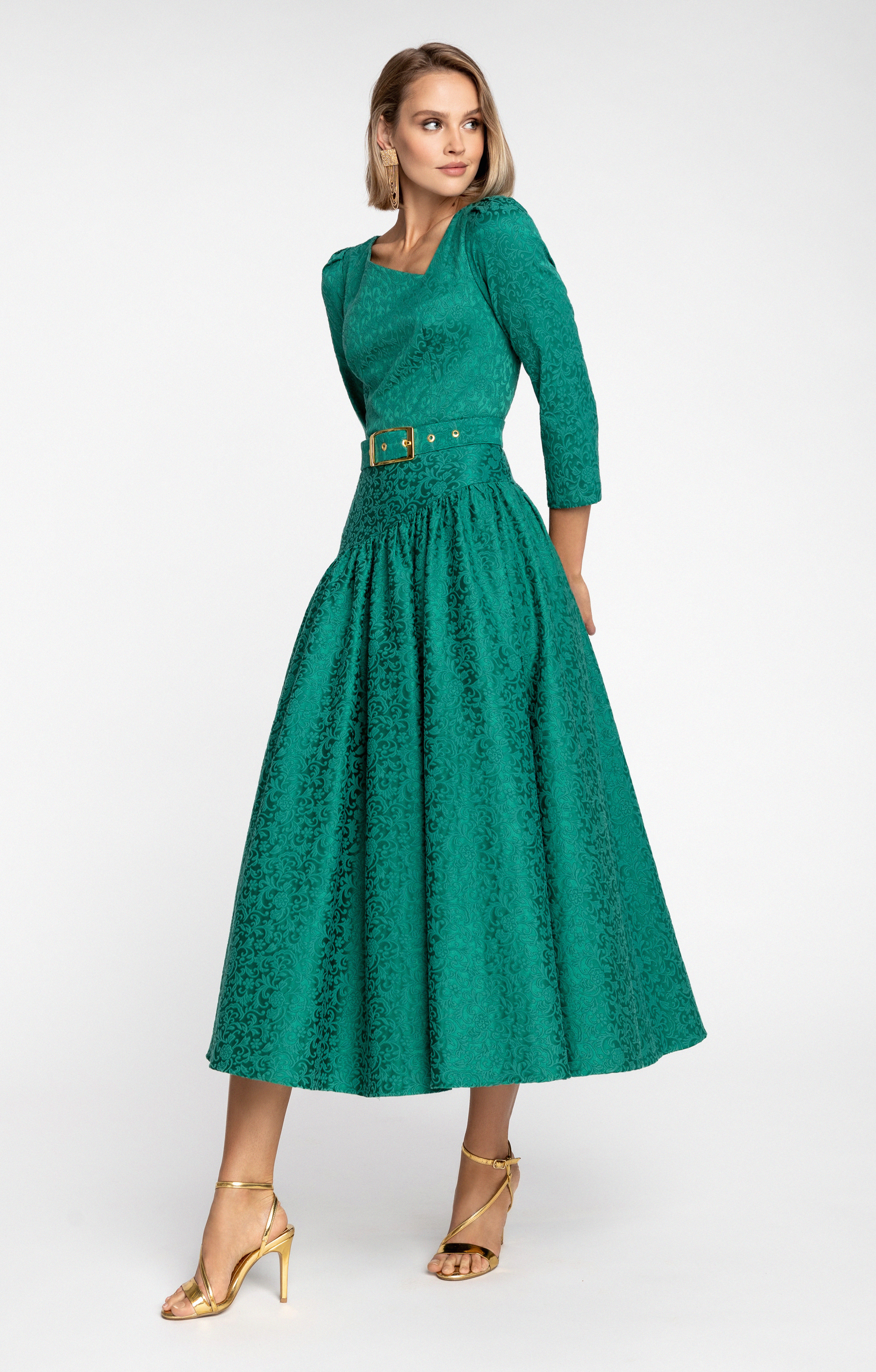 Jacquard Kleid "Agnes" Smaragd