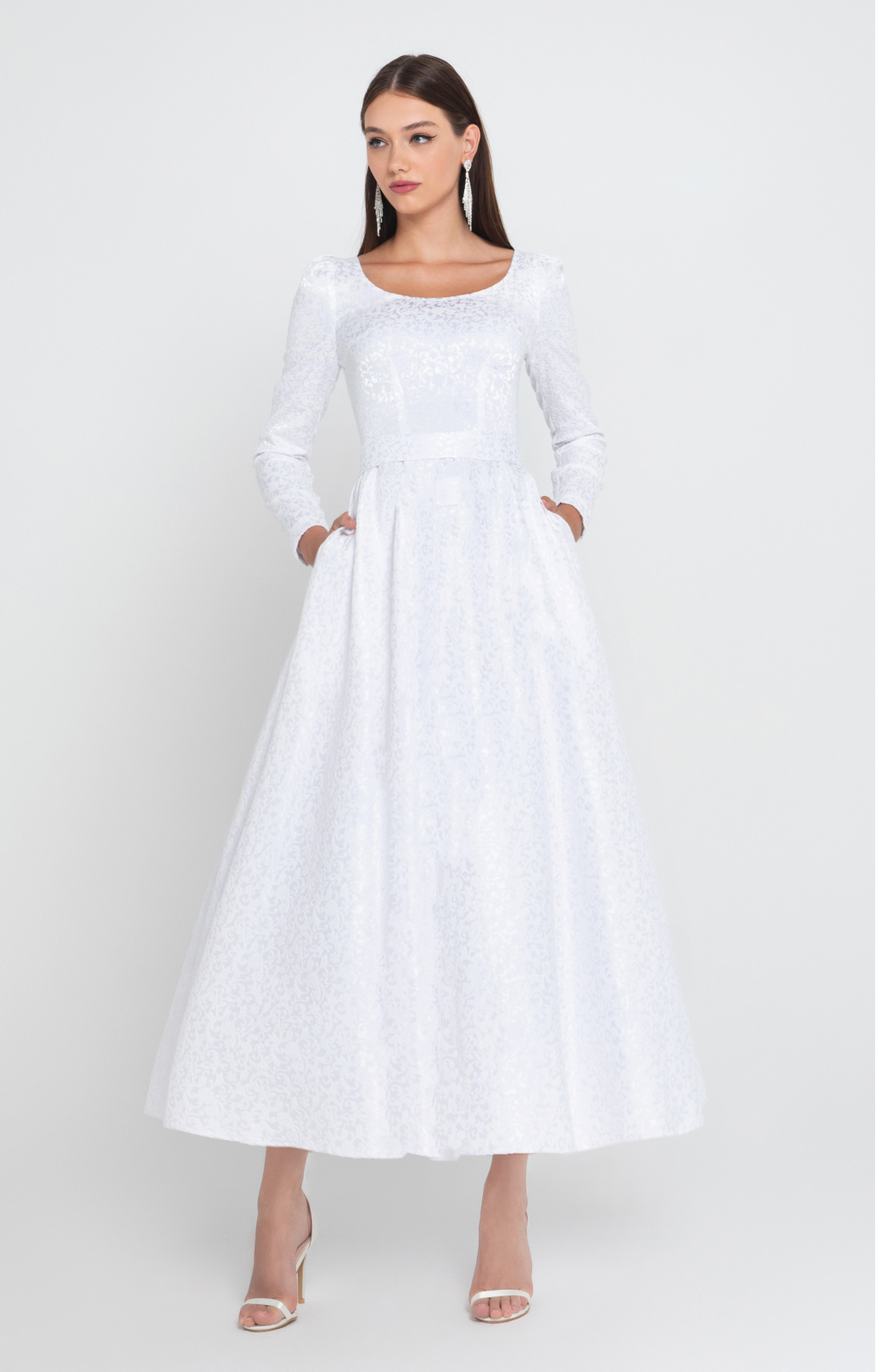 Jacquard Kleid "Ariadne" Weiß