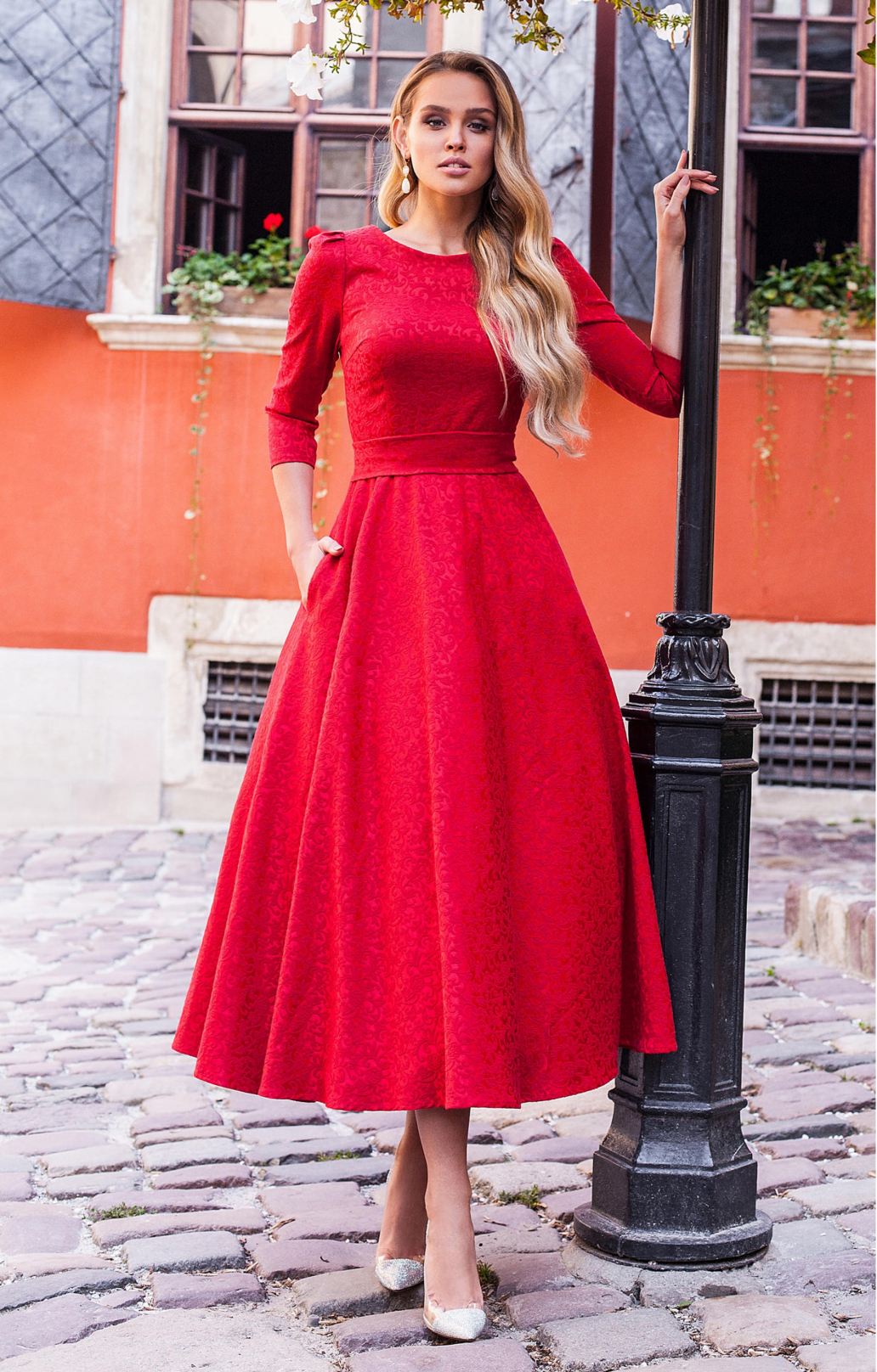 Jacquard Kleid "Alyzee" Rot