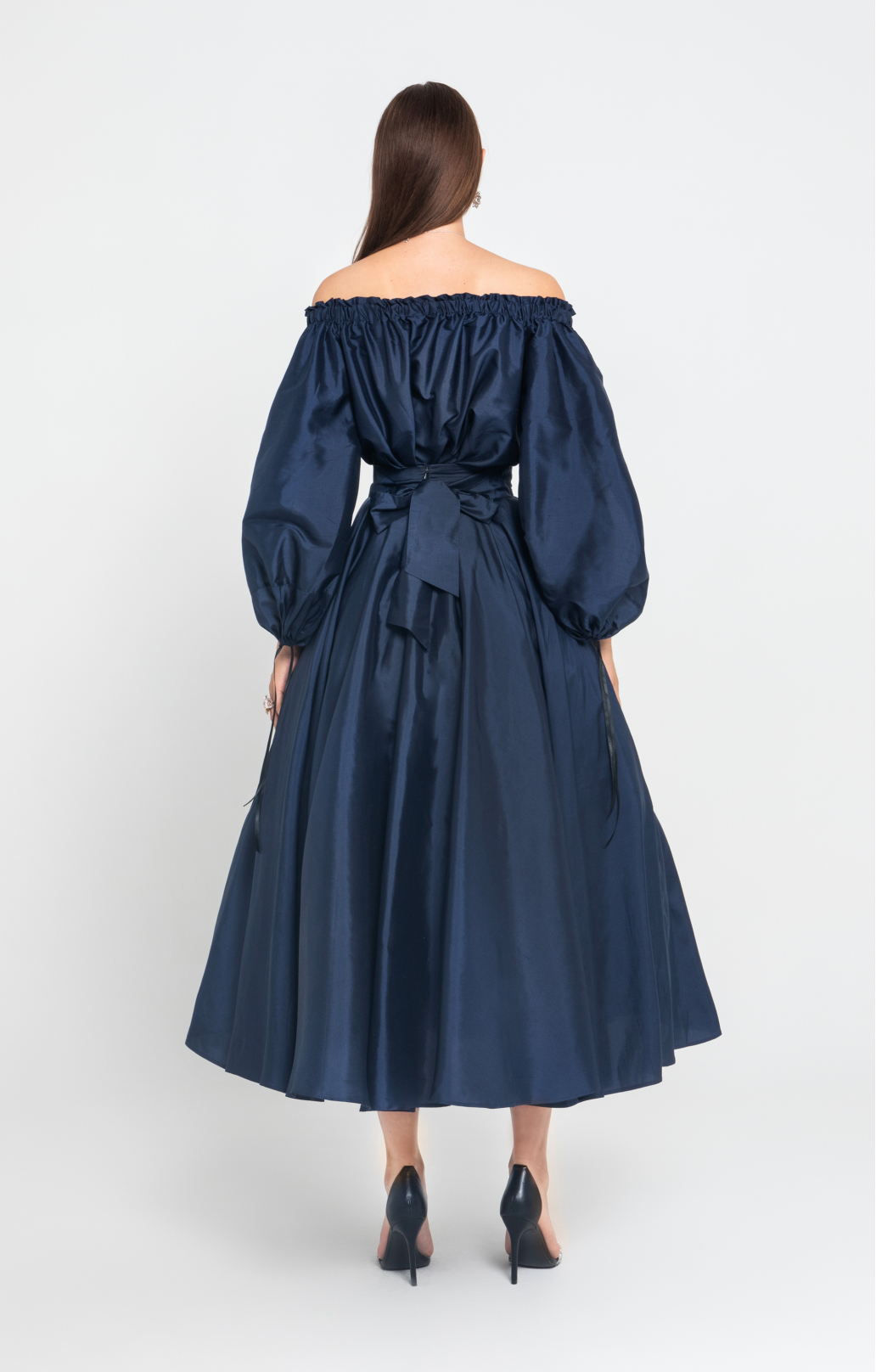 Seidentaft Set "Grace" Midi blau