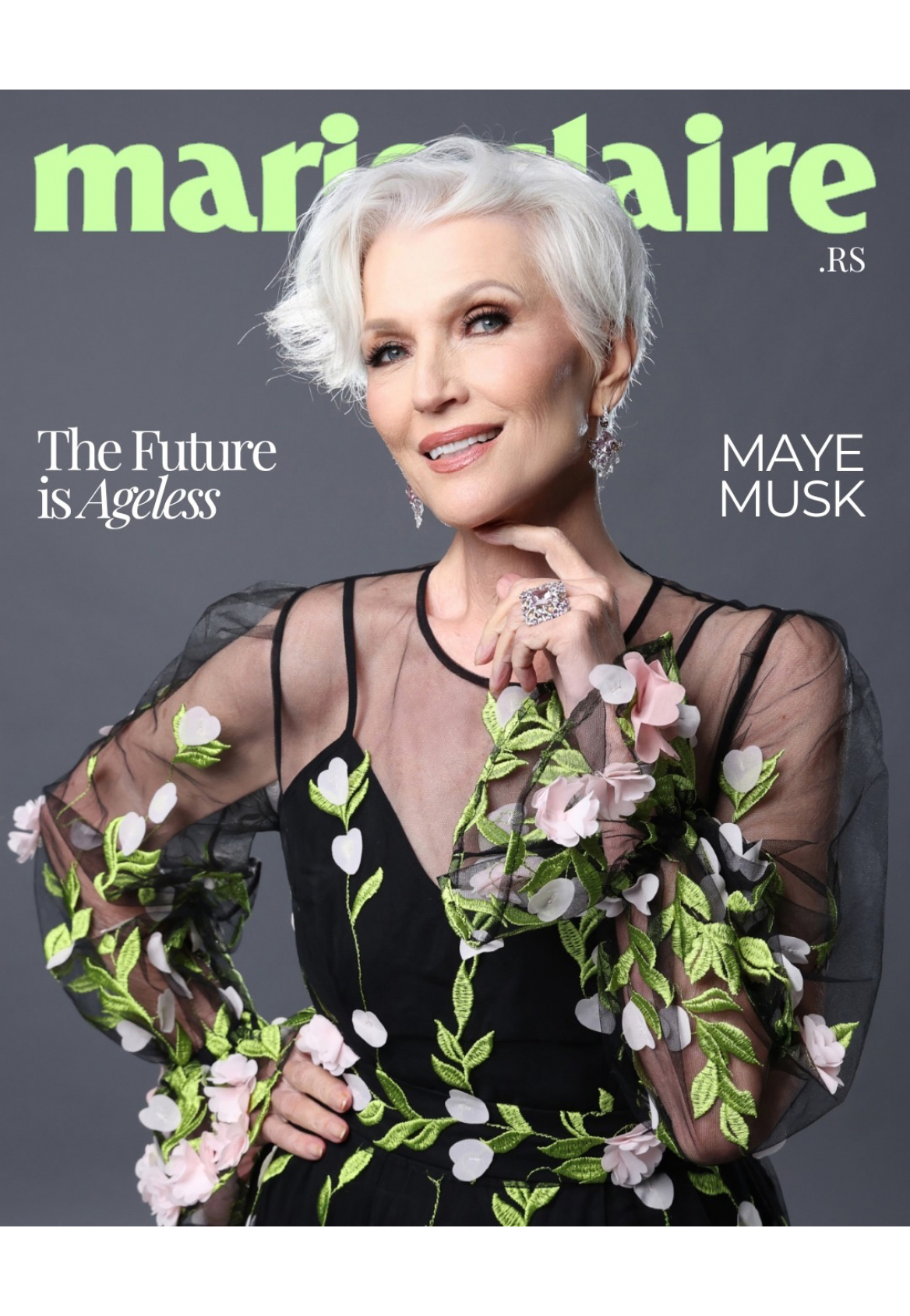 Maye Musk in MATSOUR’I  für das Marie-Claire-Magazin.