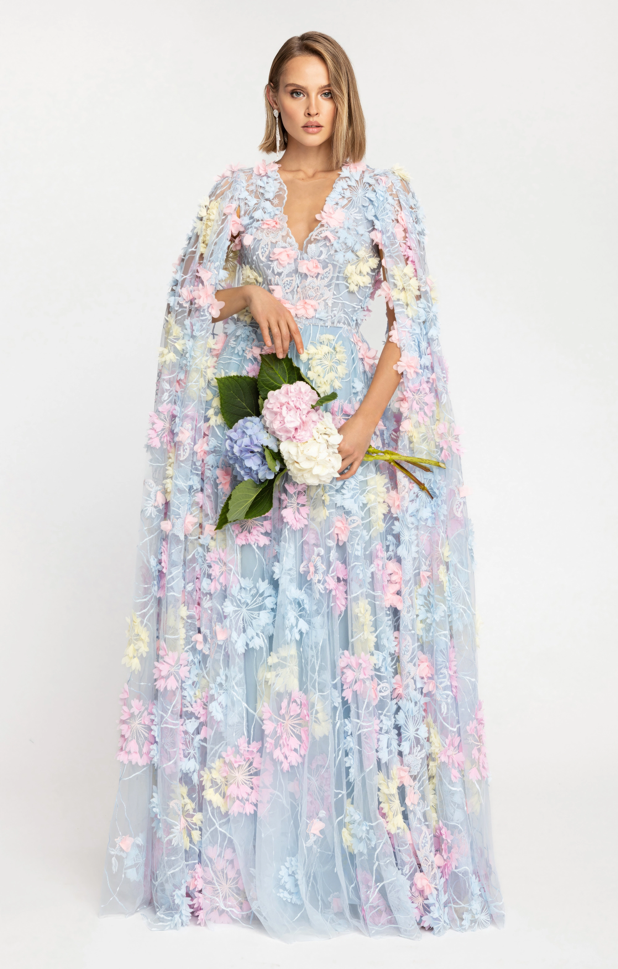 Gown "Hortensia" with detachable sleeves Maxi Gown "Hortensia" with detachable sleeves Maxi