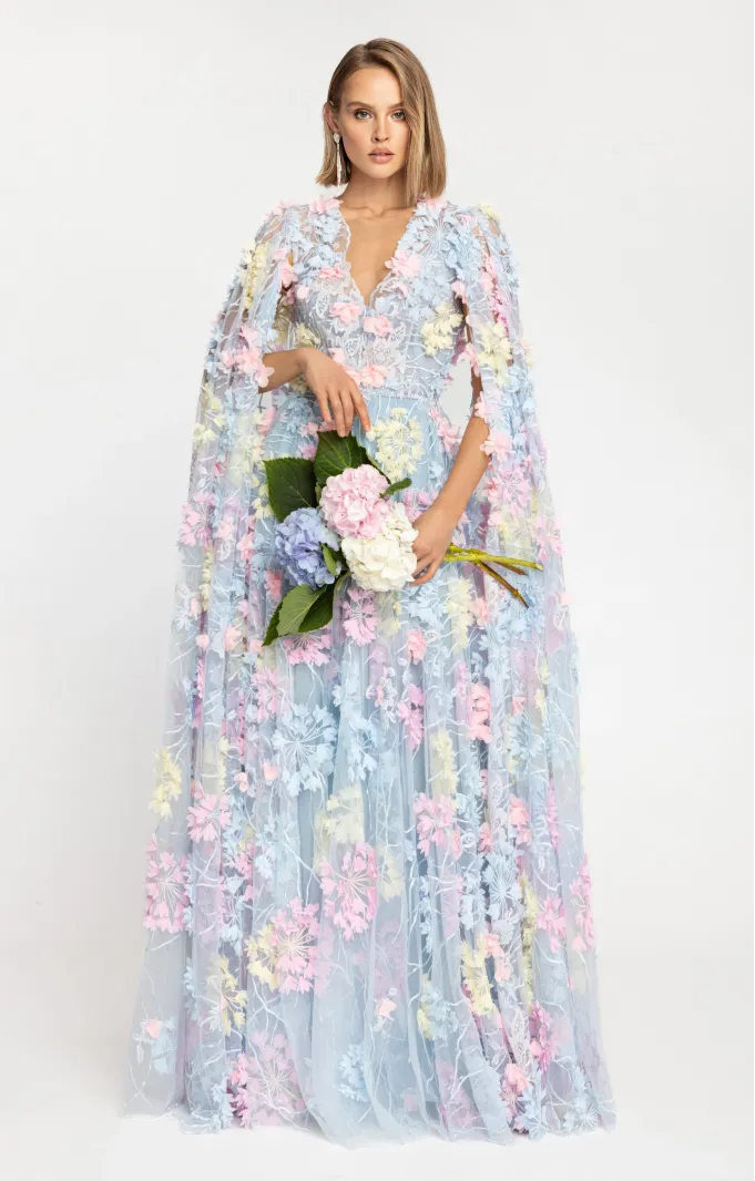 Abendkleid  "Hortensia" mit abnehmbaren Ärmeln Maxi