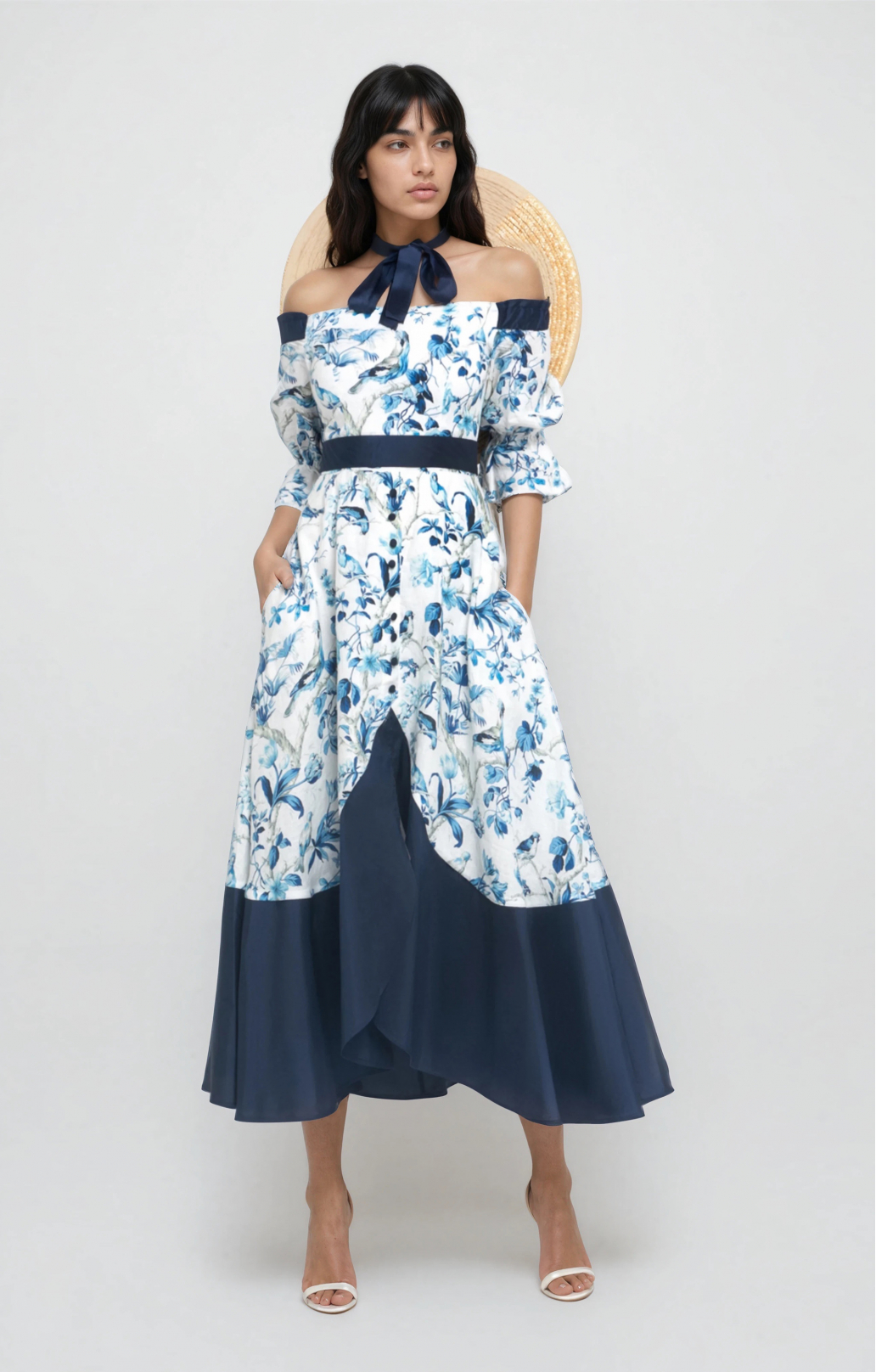 Leinenkleid "Tori" mit Seidentaft