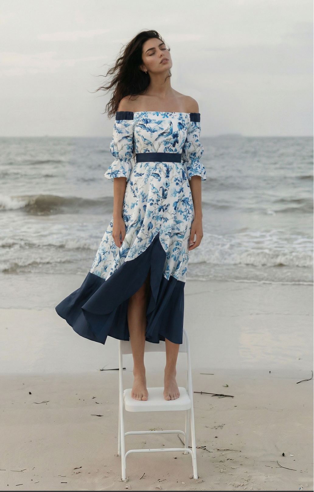 Linen dress "Tori" with Silk Taffeta