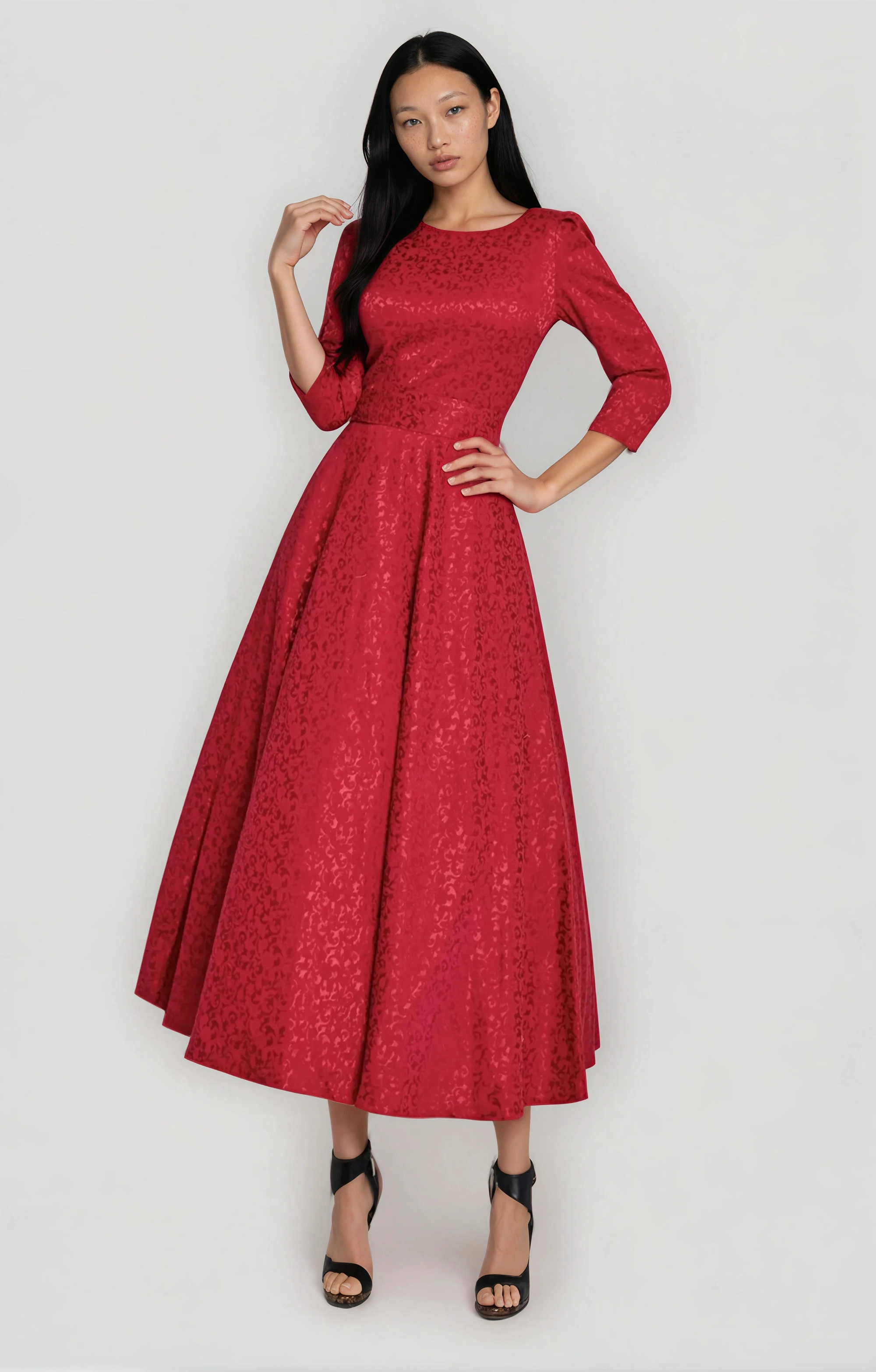 Jacquard Dress "Alyzee" Red Jacquard Dress "Alyzee" Red