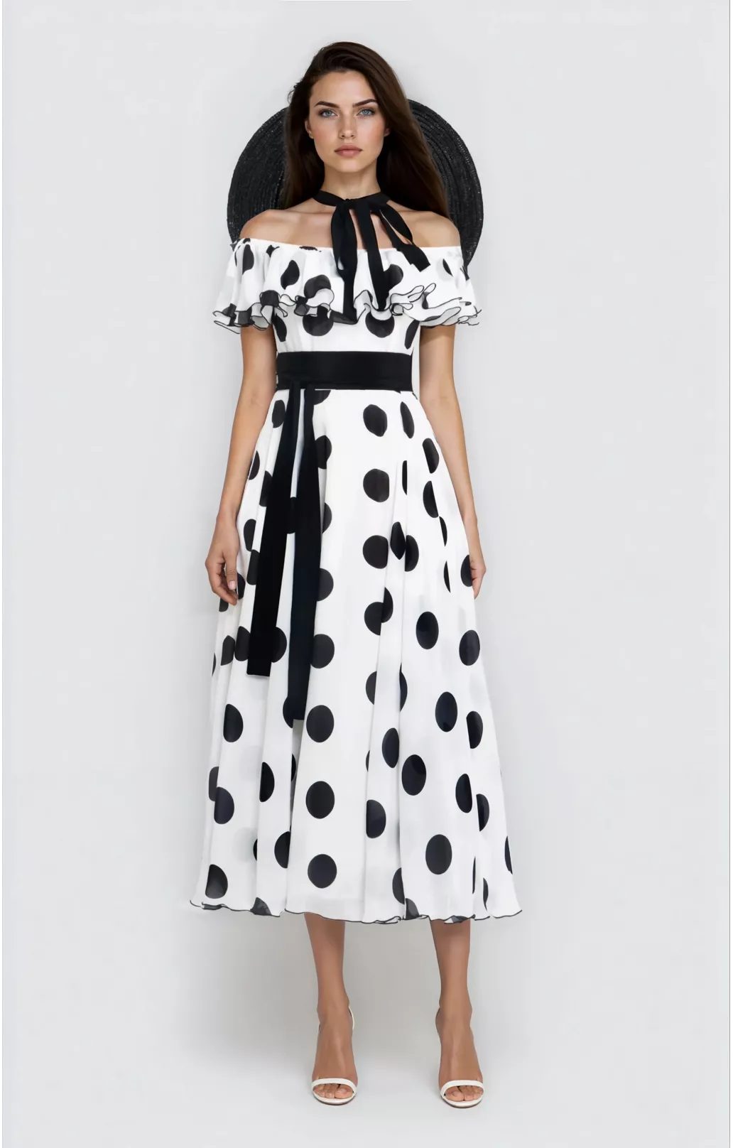 Seidenkleid „Scarlett“ mit Polka-Dots Midi