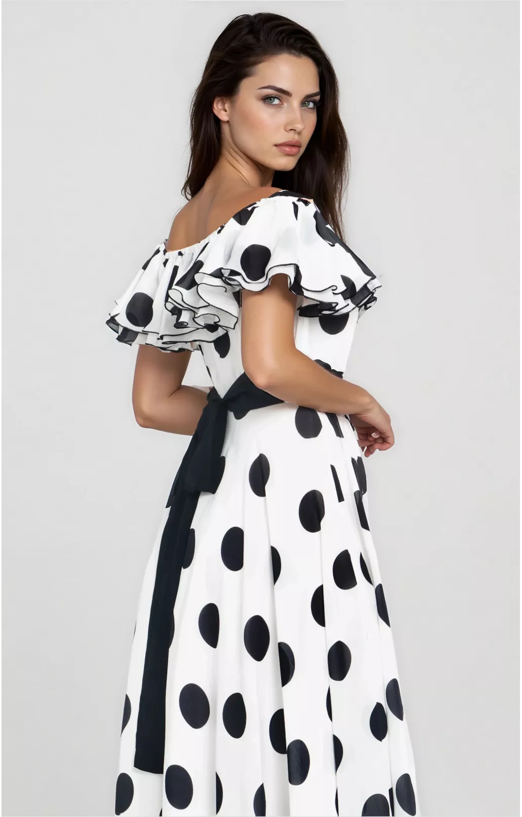 Seidenkleid „Scarlett“ mit Polka-Dots Midi