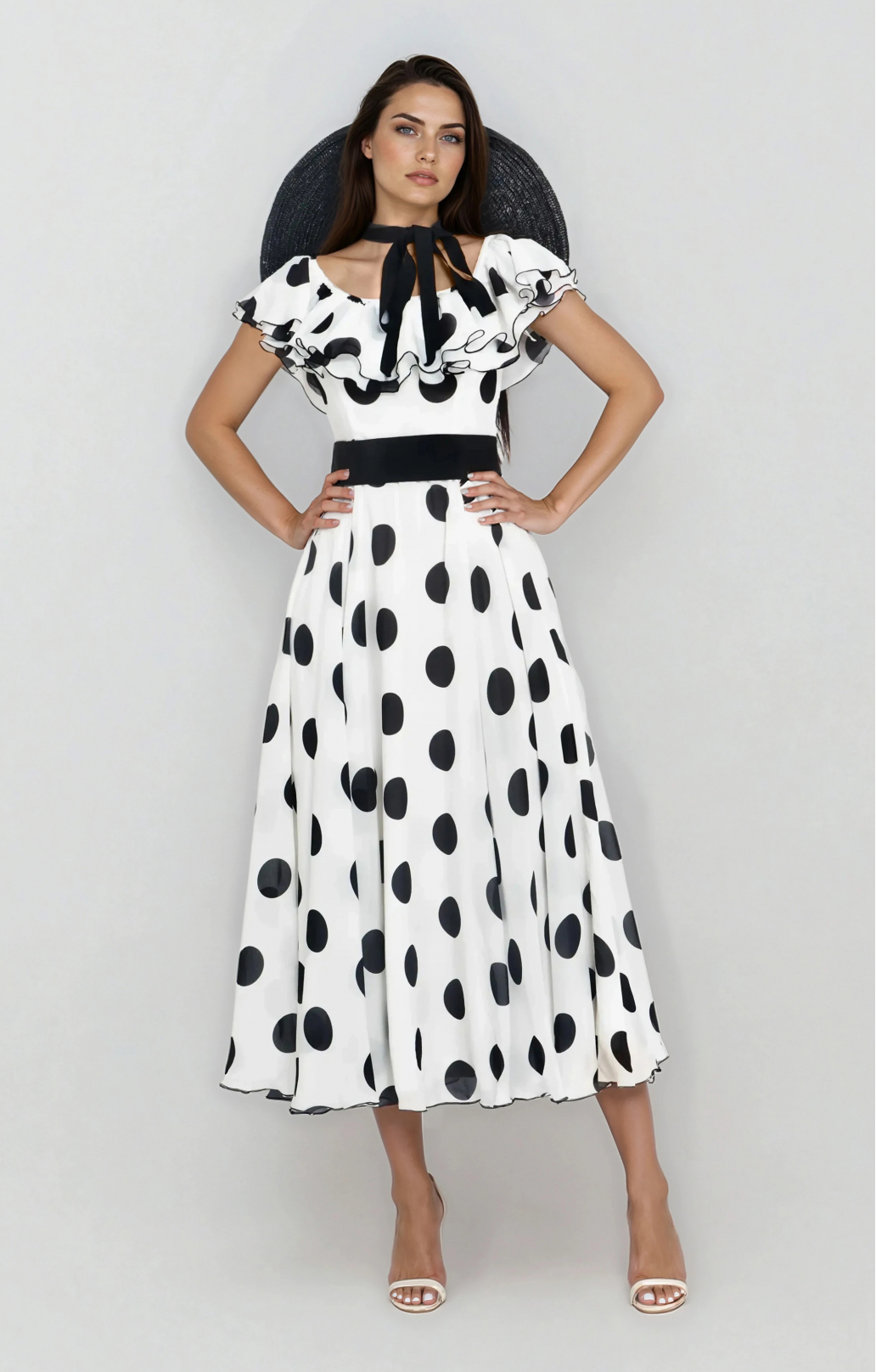 Seidenkleid „Scarlett“ mit Polka-Dots Midi