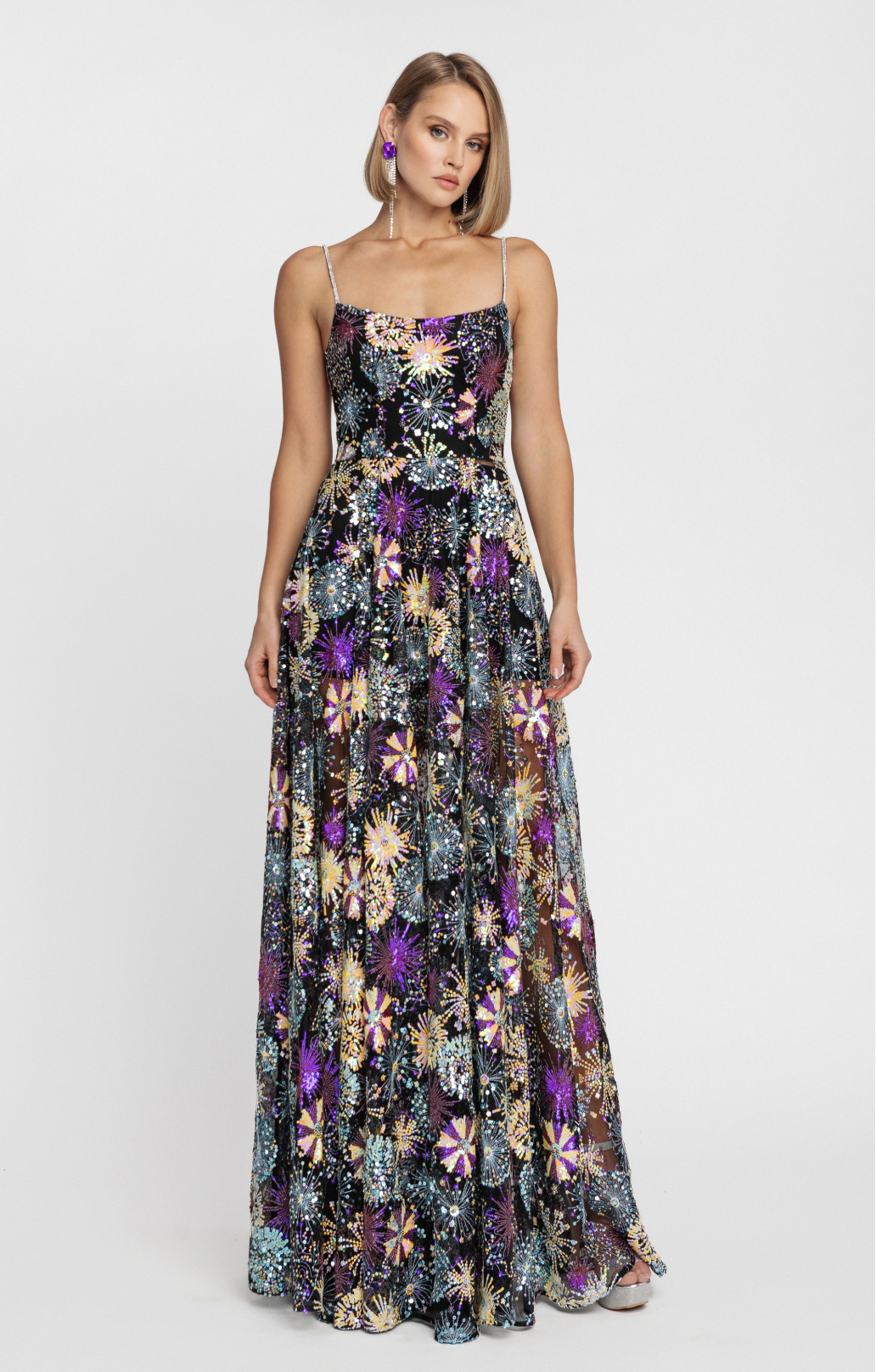 Abendkleid "Adina" mit Pailletten blau