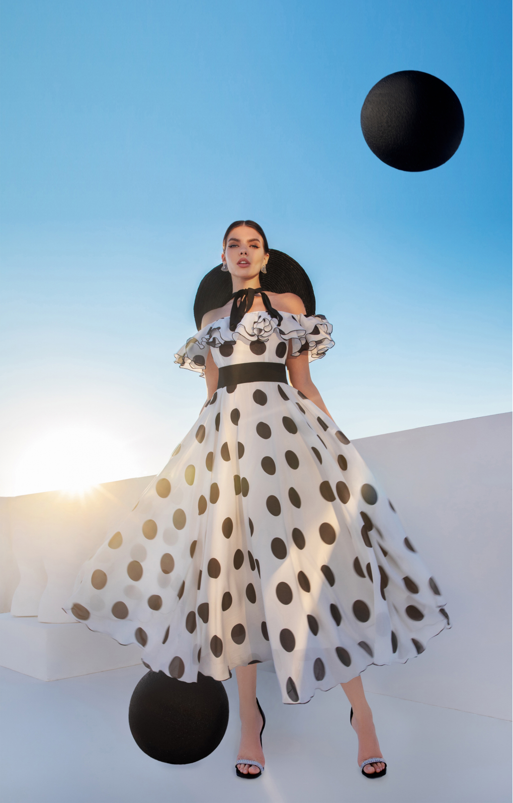 Seidenkleid „Scarlett“ mit Polka-Dots Midi