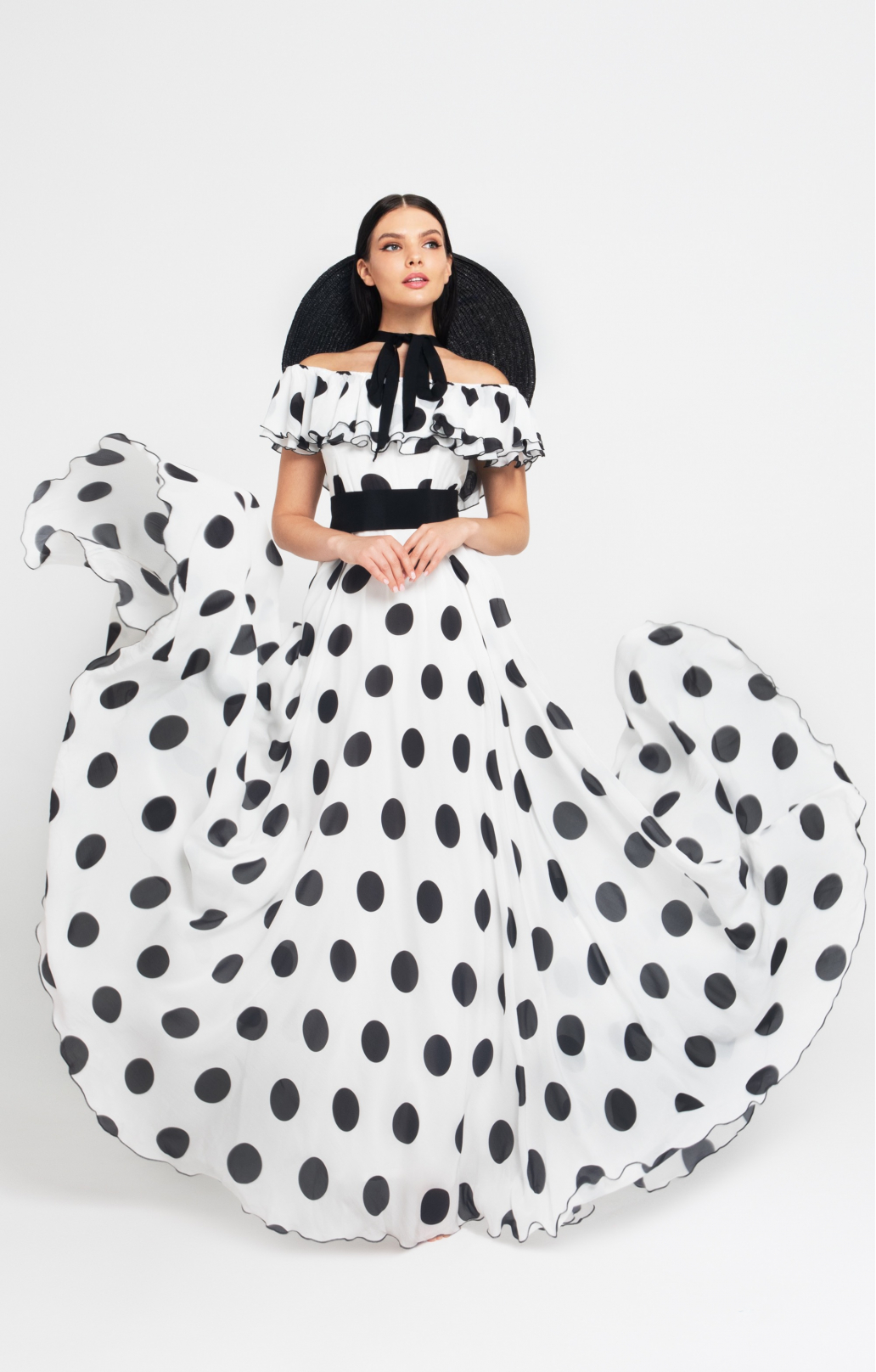 Seidenkleid „Scarlett“ mit Polka-Dots Maxi