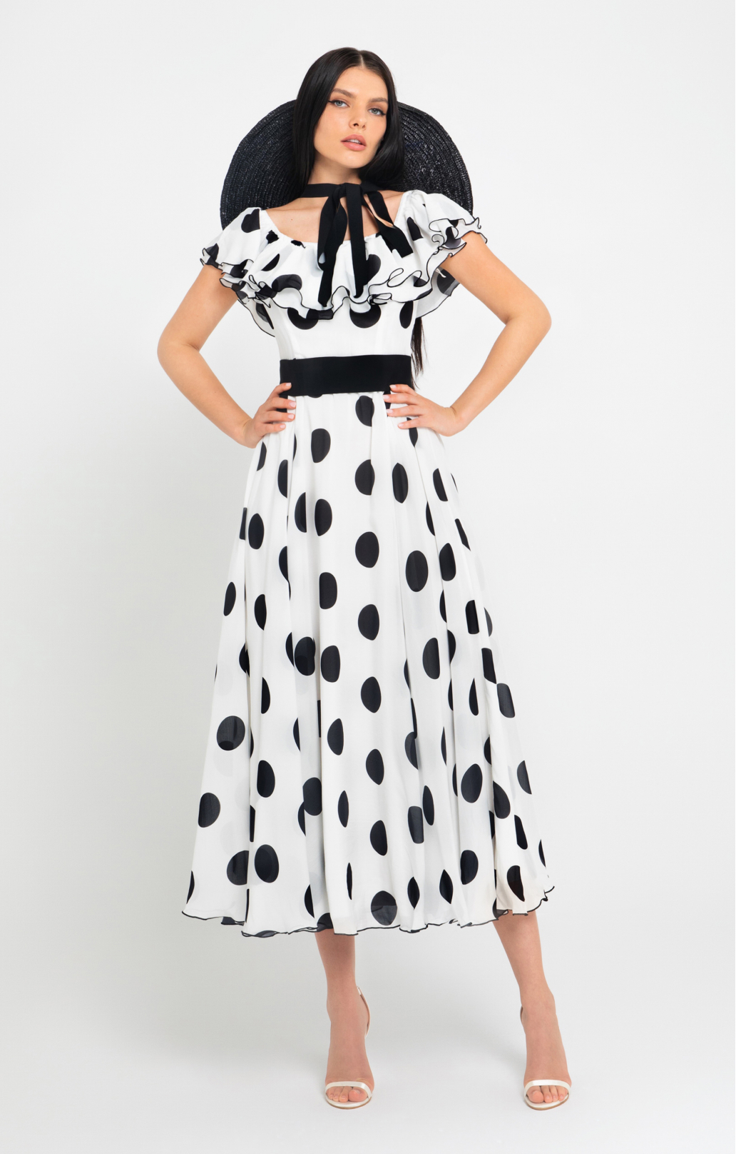 Seidenkleid „Scarlett“ mit Polka-Dots Midi