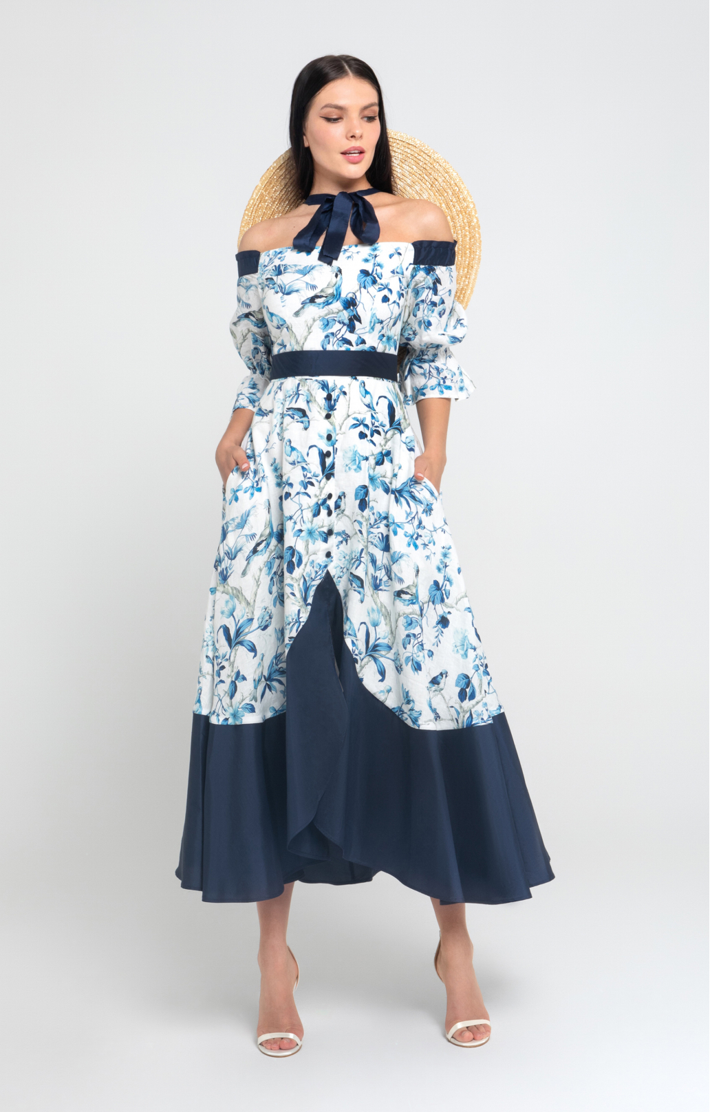 Leinenkleid "Tori" mit Seidentaft