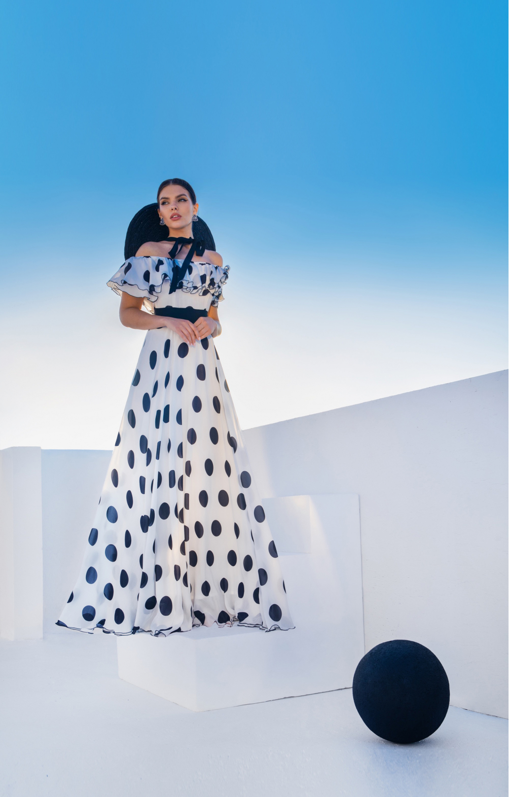 Seidenkleid „Scarlett“ mit Polka-Dots Maxi