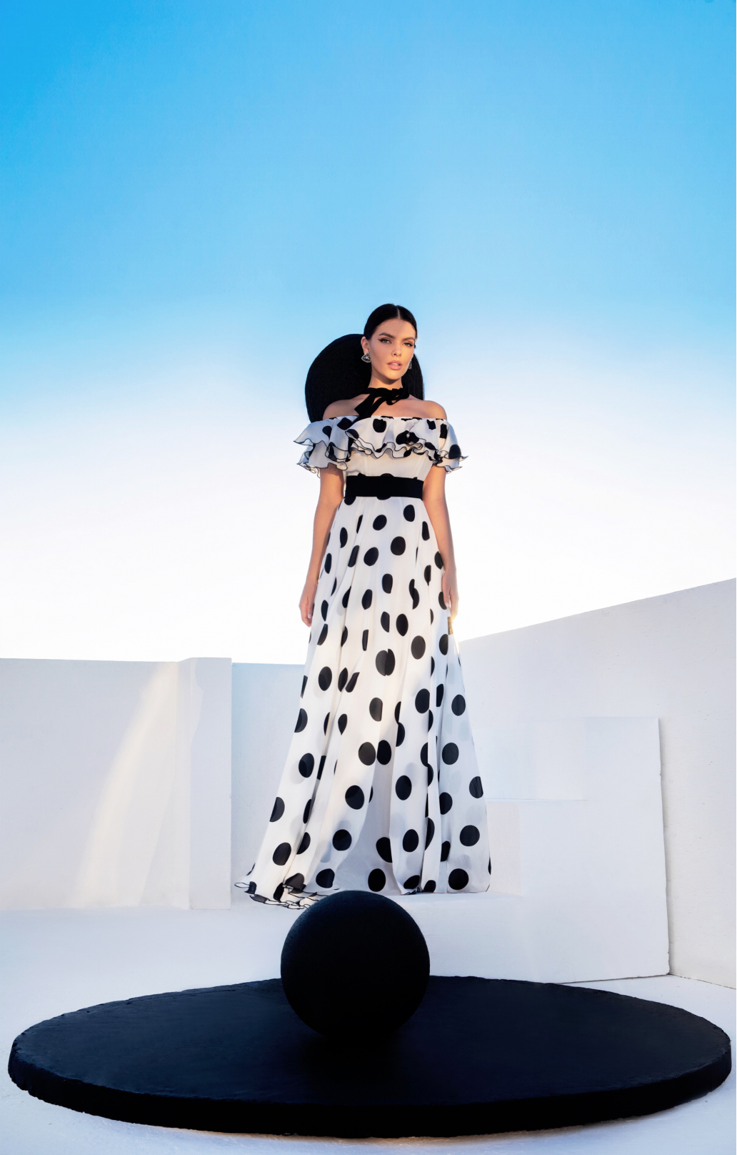 Seidenkleid „Scarlett“ mit Polka-Dots Maxi