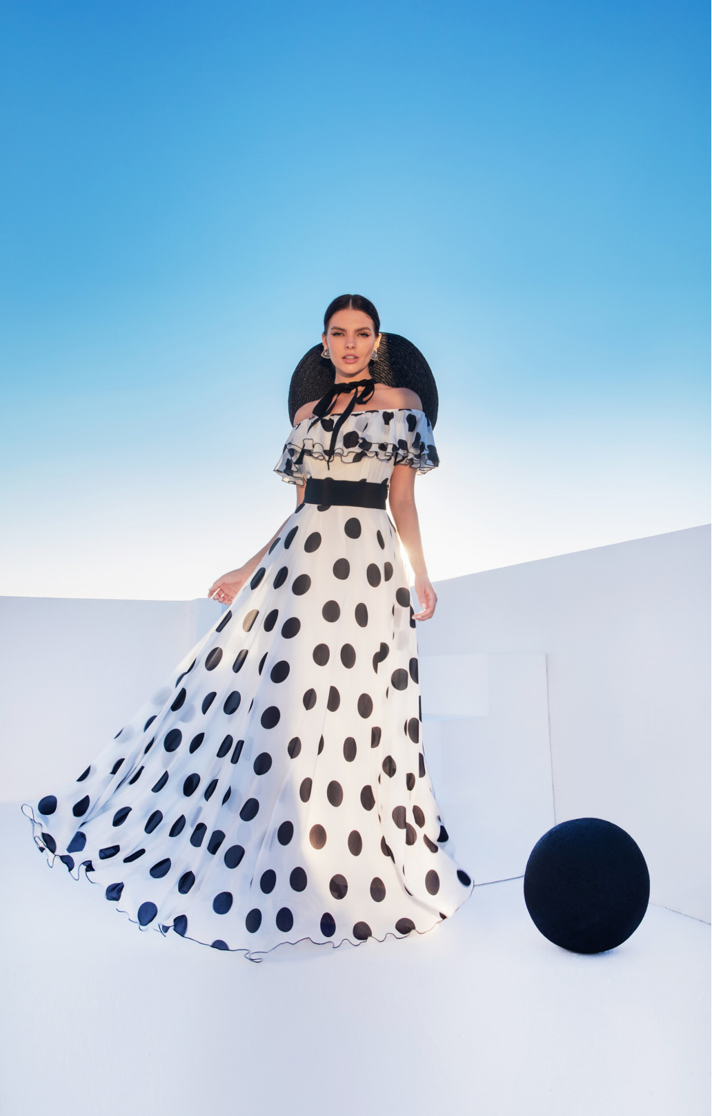 Seidenkleid „Scarlett“ mit Polka-Dots Maxi