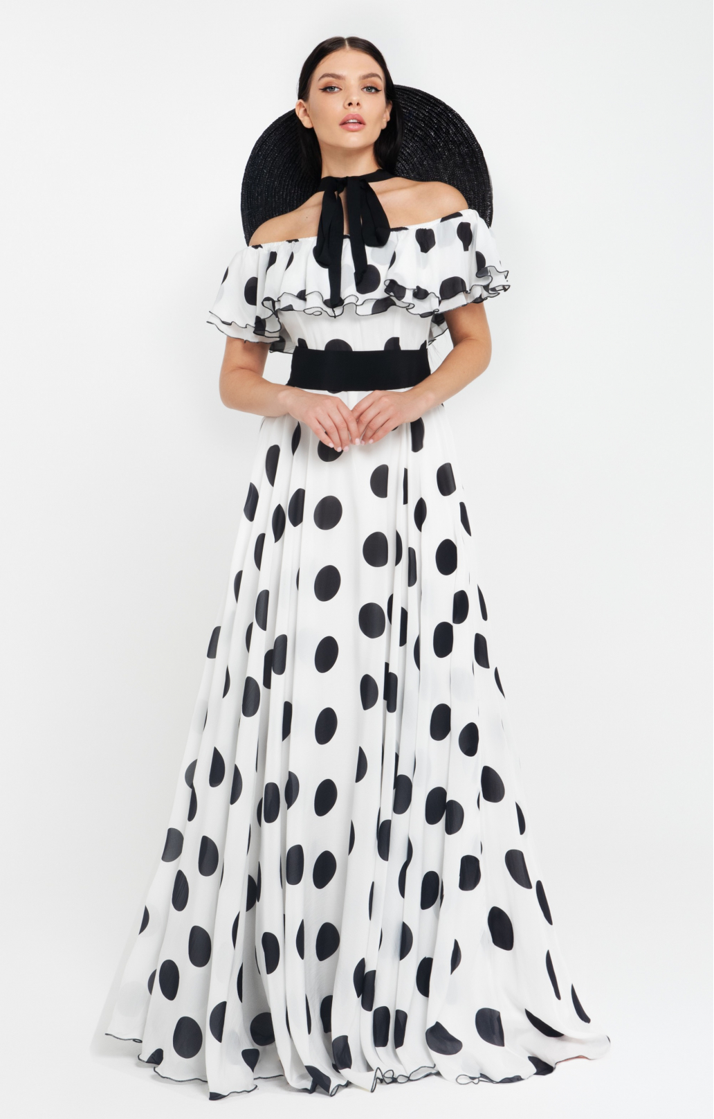 Seidenkleid „Scarlett“ mit Polka-Dots Maxi