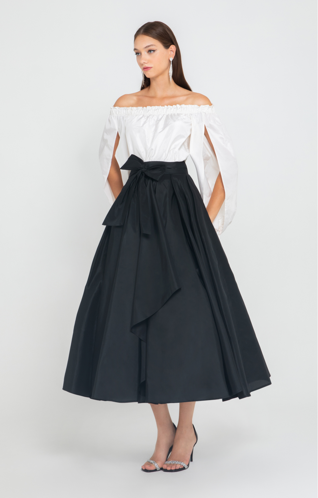 Set "Grace" midi aus Seidentaft schwarz