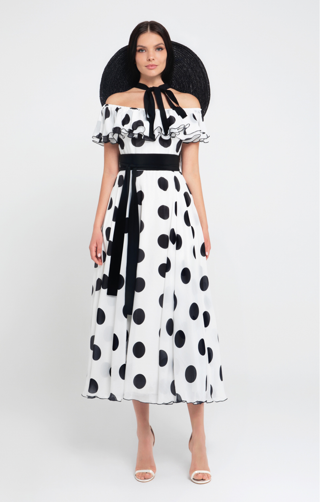 Seidenkleid „Scarlett“ mit Polka-Dots Midi