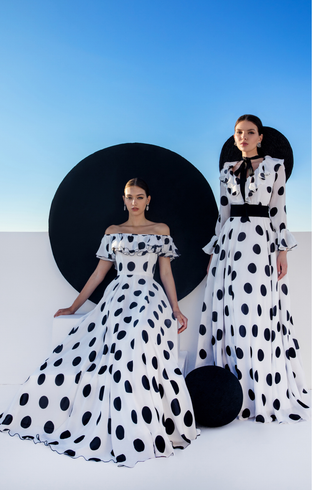 Seidenkleid „Scarlett“ mit Polka-Dots Maxi