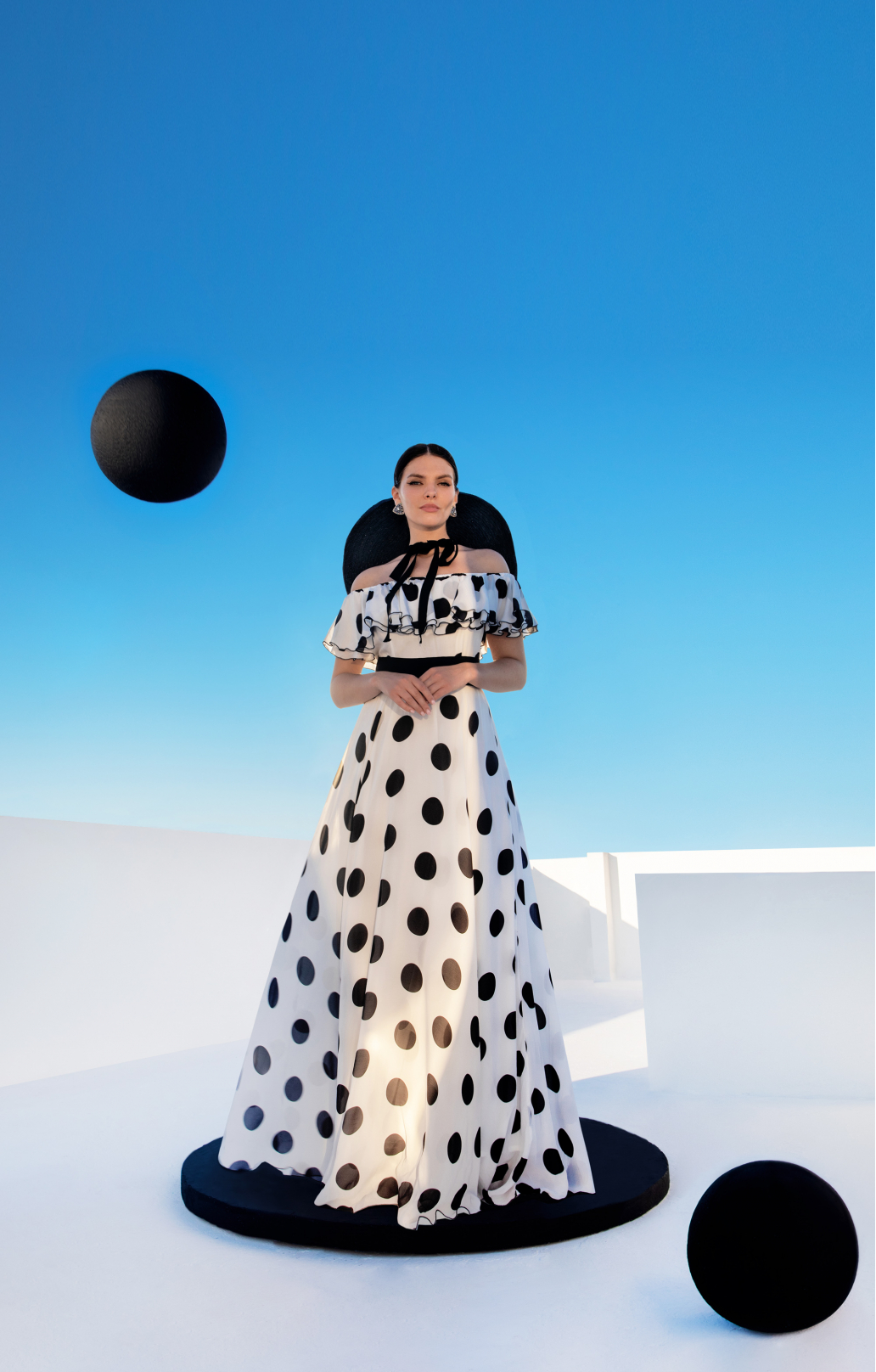 Seidenkleid „Scarlett“ mit Polka-Dots Maxi