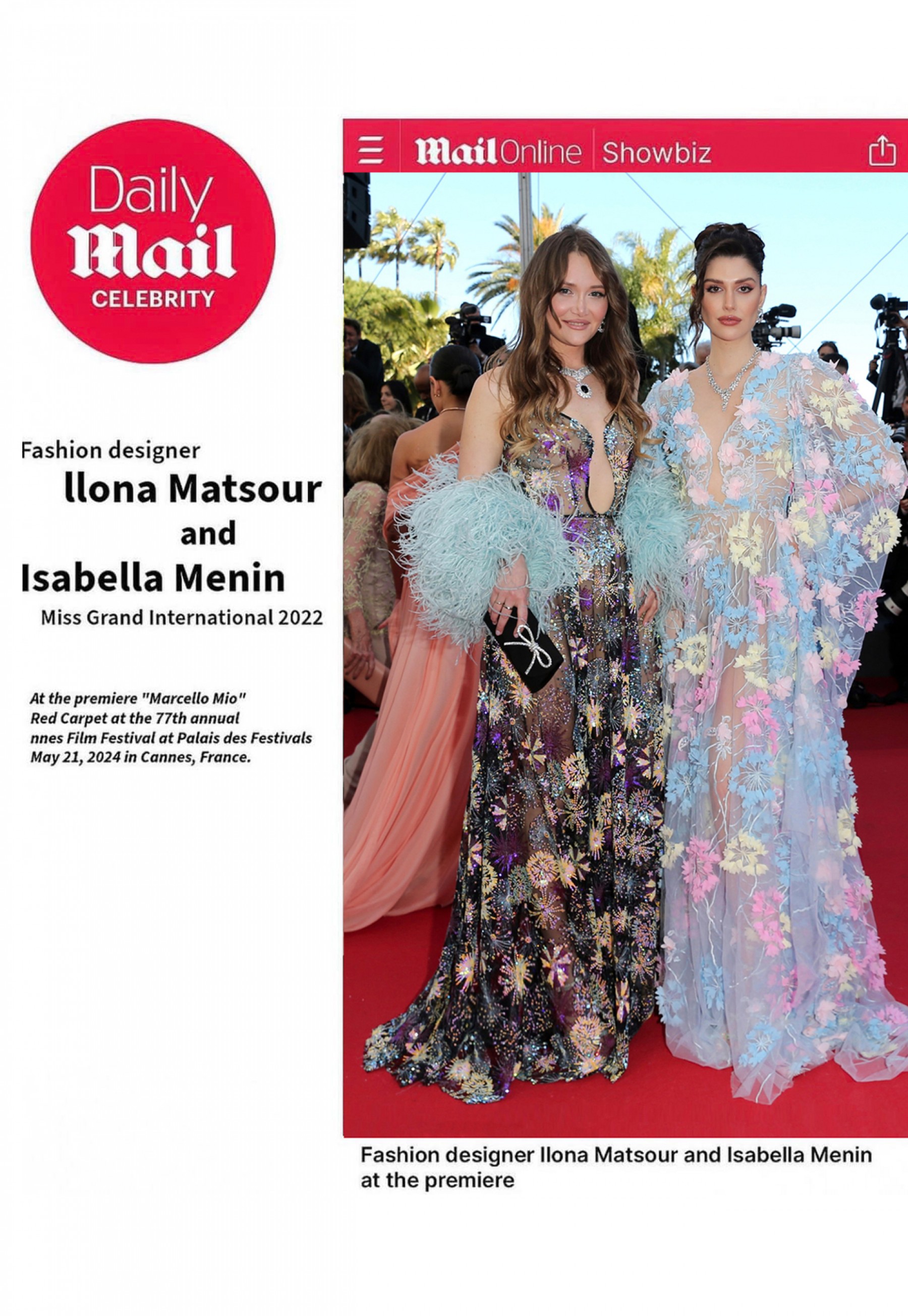 Cannes Film Festival: Ilona Matsour and Miss Grand International Isabella Menin at the Premiere 