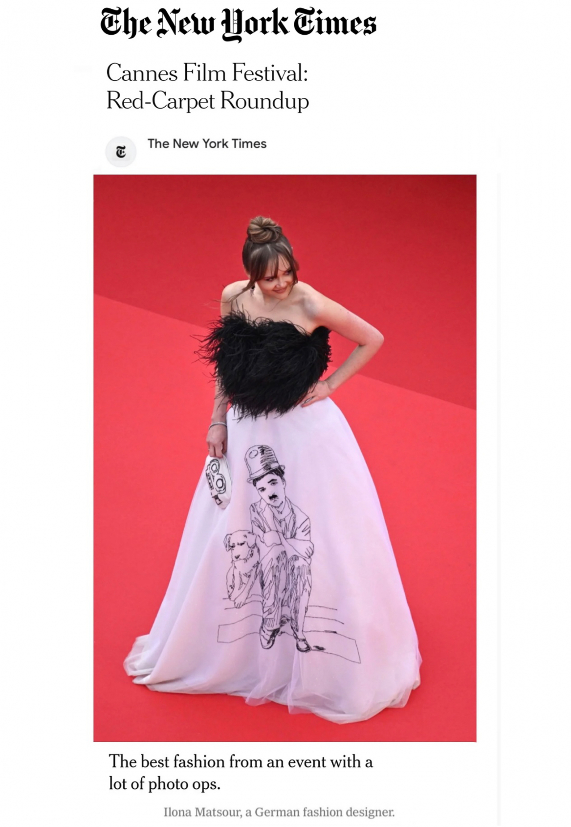 Designer Ilona Matsour is featured in the New York Times and another  international   magazines /The best dressed at the  Cannes Film Festival 