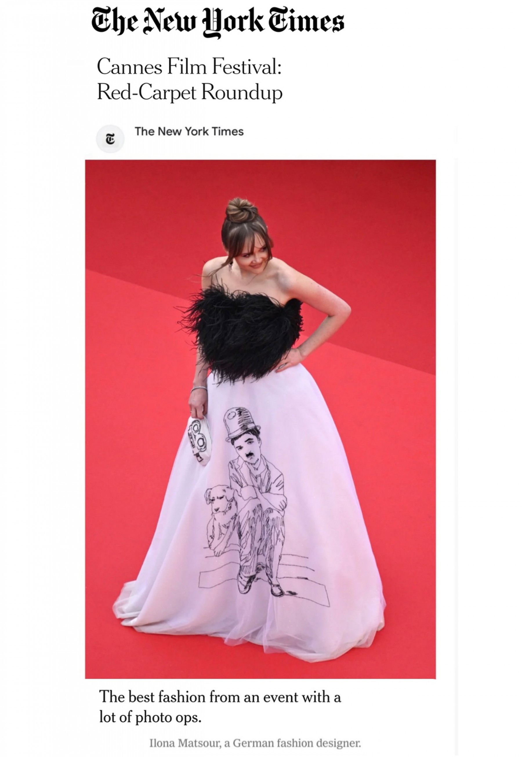 Designer Ilona Matsour - in New York Times and another  international   magazines as  Best Red Carpet Looks in Cannes Film Festival 