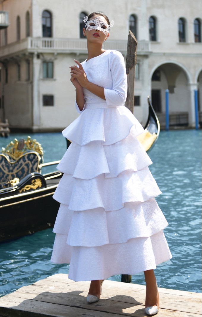 Wedding Dress-Blouse "Jacqueline" White,  5 in 1