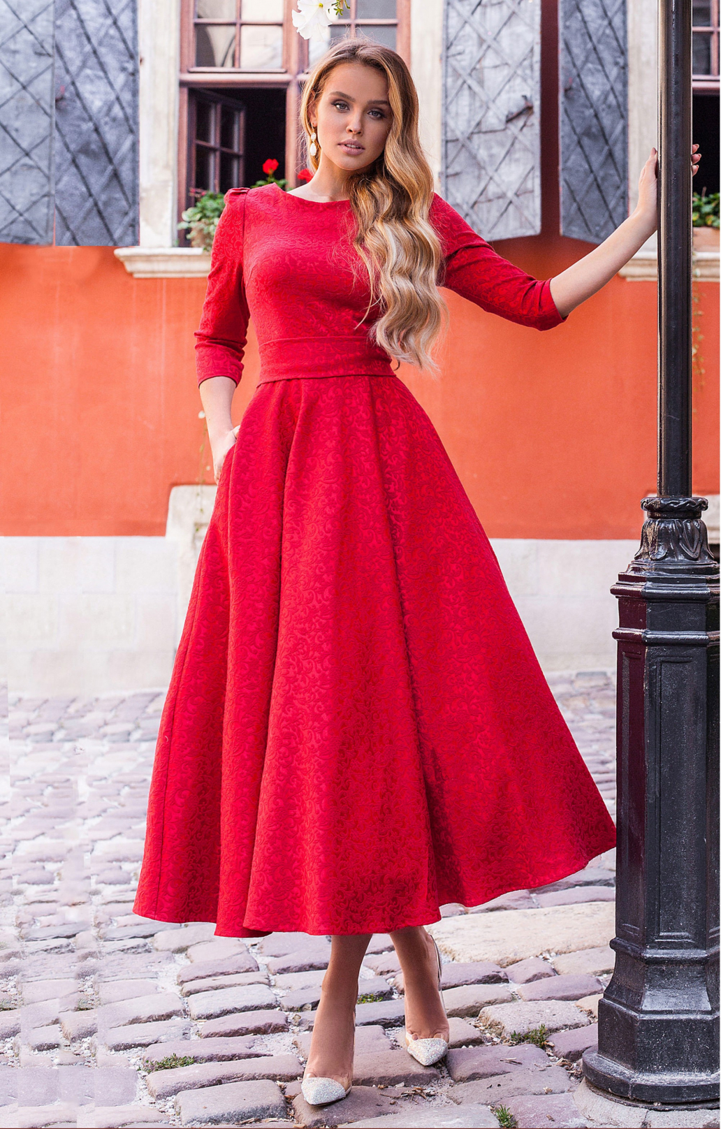 Jacquard Kleid "Alyzee" Rot