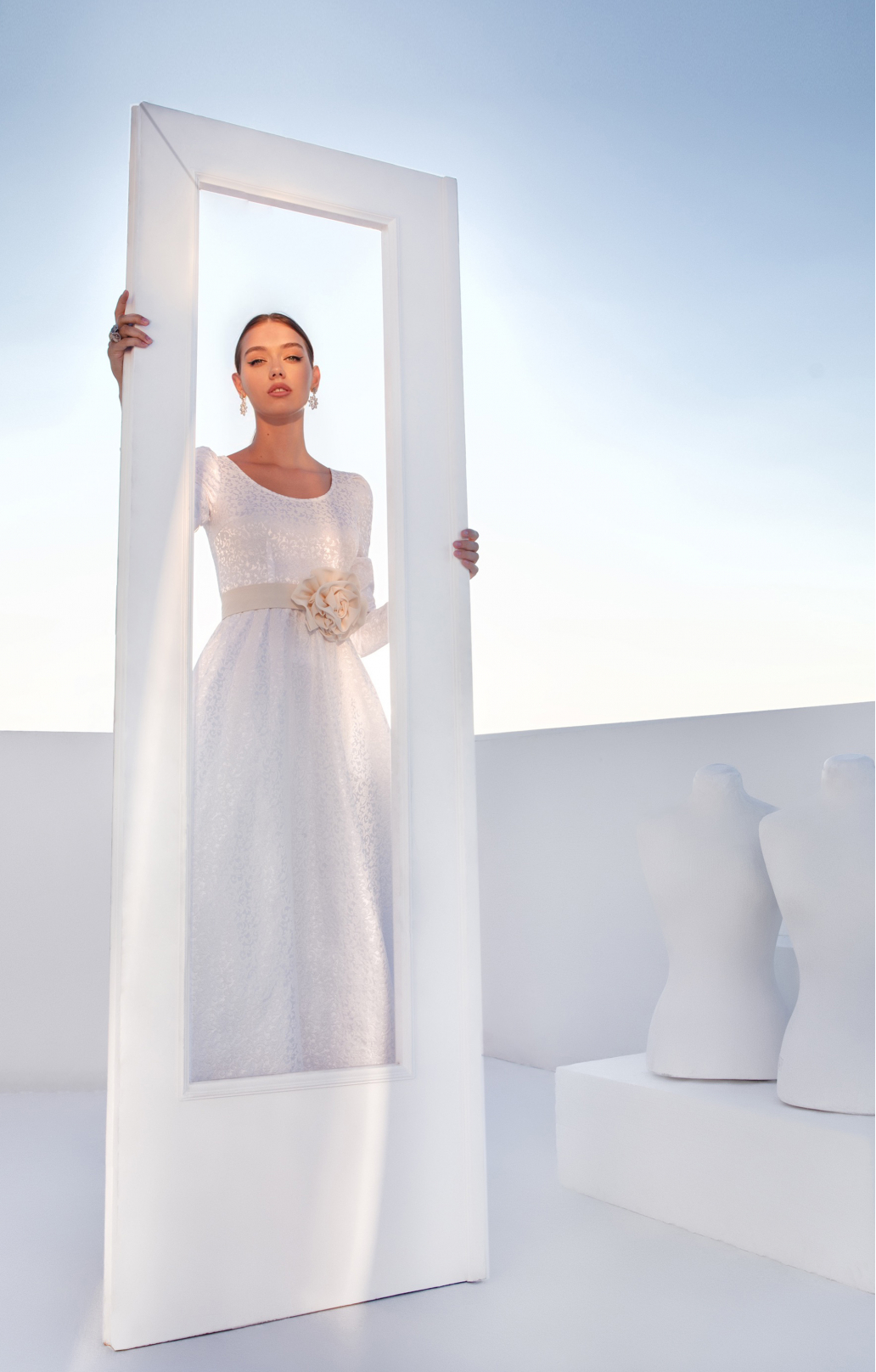 Jacquard Kleid "Ariadne" Weiß