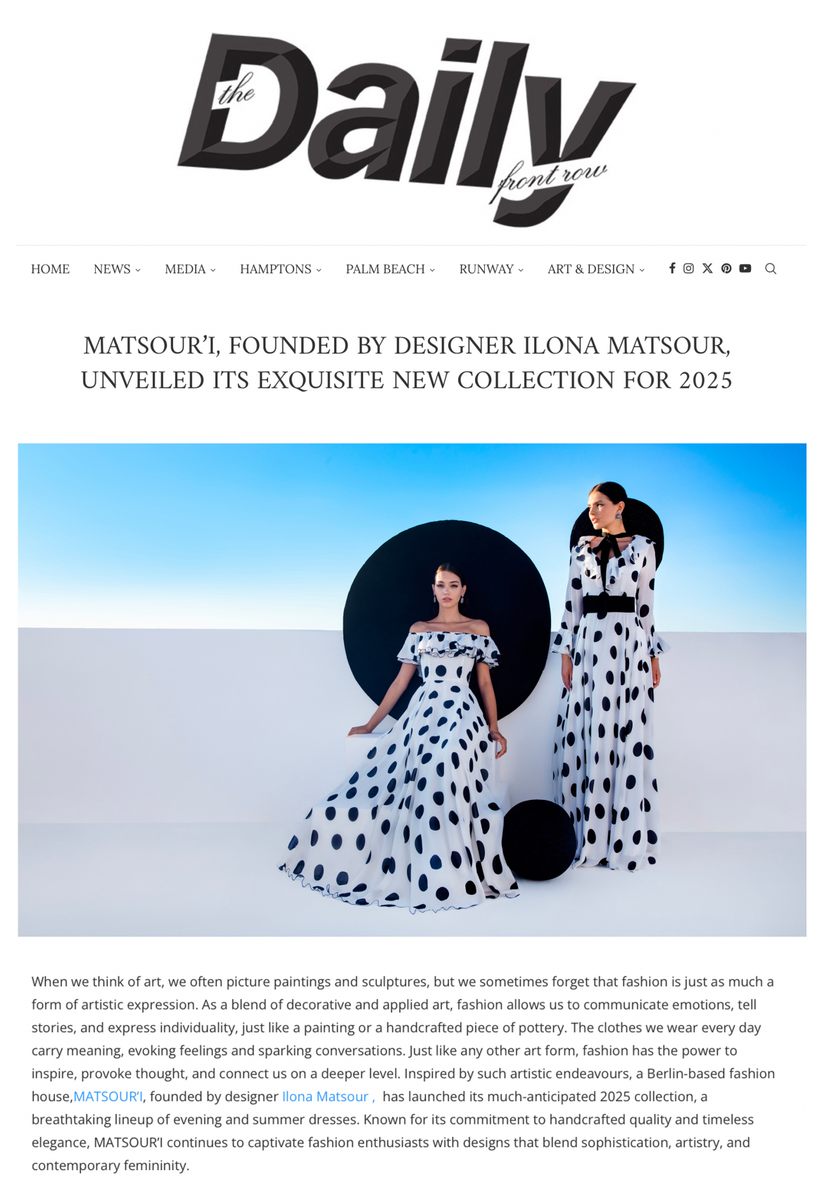 MATSOUR’I, Founded by Designer Ilona Matsour, Unveiled Its Exquisite New SS Collection for 2025